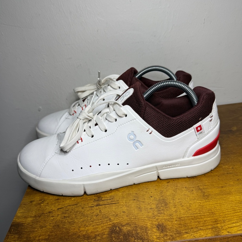 On Cloud The Roger Advantage Tennis Shoes Mens Size 9 White Burgundy 48.99024